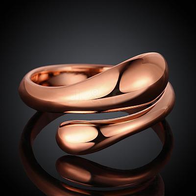 Real Rose Gold Plated Adjustable Brass Finger Rings for Women RJEW-BB07574-B-1