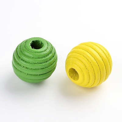 Dyed Natural Wood Beehive Beads WOOD-R249-056-1
