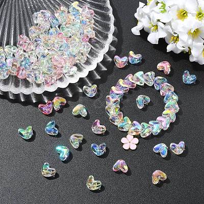 100Pcs 5 Colors UV Plating Transparent Acrylic Beads MACR-YW0004-89-1