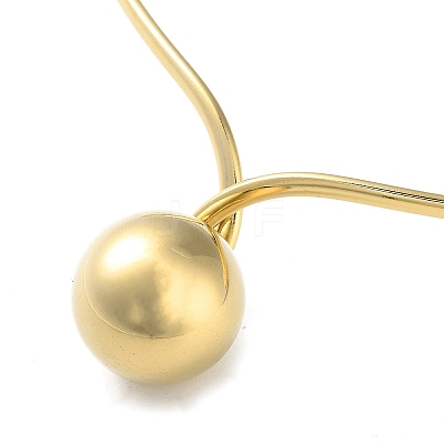 304 Stainless Steel Round Ball Pendant Choker Necklaces NJEW-D058-01G-1