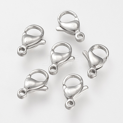 Tarnish Resistant 304 Stainless Steel Lobster Claw Clasps X-STAS-S066-15mm-15-1
