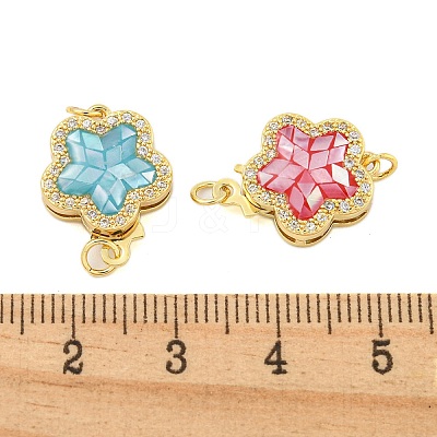 Rack Plating Brass Micro Pave Cubic Zirconia & Shell & Enamel Box Clasps KK-S373-02G-1