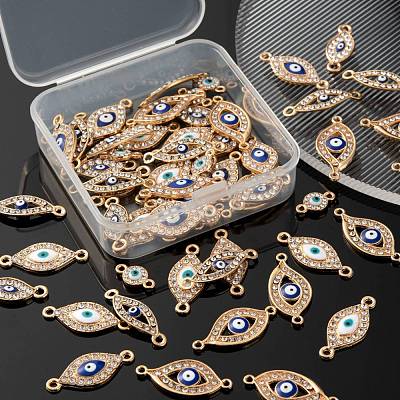 60Pcs 6 Style Light Gold Plated Alloy Links ENAM-LS0001-80-1
