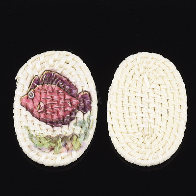 Handmade Reed Cane/Rattan Woven Beads WOVE-T006-116-1