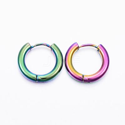 Ion Plating(IP) 304 Stainless Steel Huggie Hoop Earrings EJEW-F111-16mm-Y-1