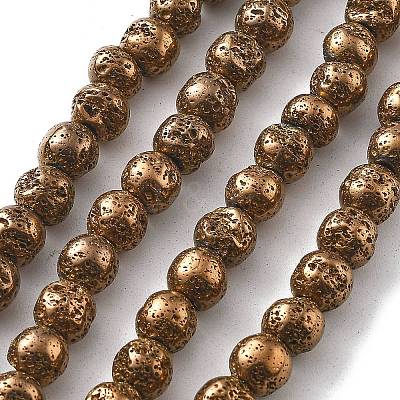 Electroplated Natural Lava Rock Beads Strands X-G-A251-B01-01A-1