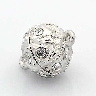 Round Alloy Magnetic Clasps with Loops PALLOY-P076-02-1
