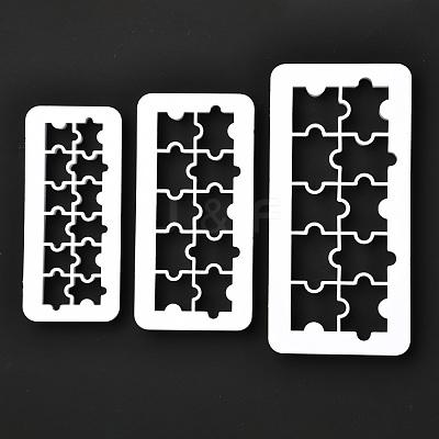 3 Sizes Puzzle Food Grade Plastic Cookie Cutters Sets X-DIY-L057-11-1