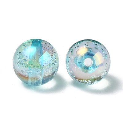 UV Plating Transparent Rainbow Iridescent Acrylic Beads TACR-D010-07D-1