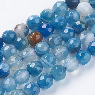 Natural Stripe Agate Beads Strands X-G-G581-6mm-05-1