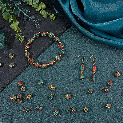 50Pcs Handmade Tibetan Style Beads TIBEB-SP0001-21-1