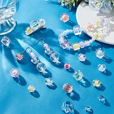 180pcs 9 styles Transparent Acrylic Beads OACR-PH0004-30-1