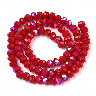 Electroplate Opaque Solid Color Glass Beads Strands EGLA-A034-P10mm-L21-1