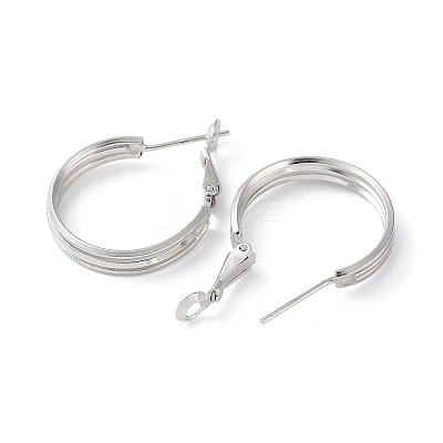 Rhodium Plated 925 Sterling Silver Hoop Earrings EJEW-K258-13P-1