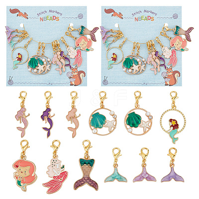 Mermaid Theme Pendant Crochet Lobster Clasp Charms HJEW-AB00402-1