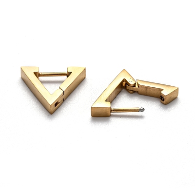 304 Stainless Steel Triangle Huggie Hoop Earrings STAS-H156-02C-G-1