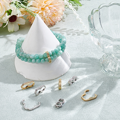 8Ocs 4 Styles Brass Rhinestone Peanut Twister Clasps KK-DR0001-58-1
