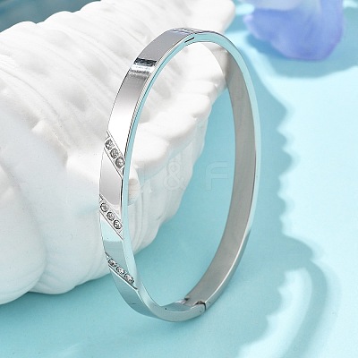 304 Stainless Steel Rhinestone Bangles for Women BJEW-Z092-16P-1