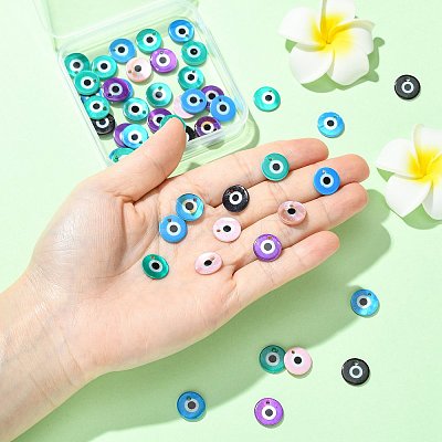 50Pcs Printed Natural Freshwater Shell Charms SHEL-FS0001-19-1
