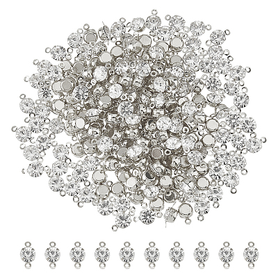 200Pcs Brass Pave Clear Cubic Zirconia Connector Charms KK-FH0007-70P-1