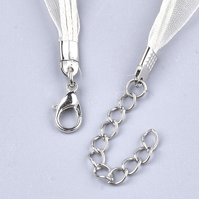 Waxed Cord and Organza Ribbon Necklace Making NCOR-T002-102-1