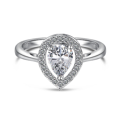 925 Sterling Silver Micro Pave Cubic Zirconia Finger Rings FS-WGBB1F3-06-1