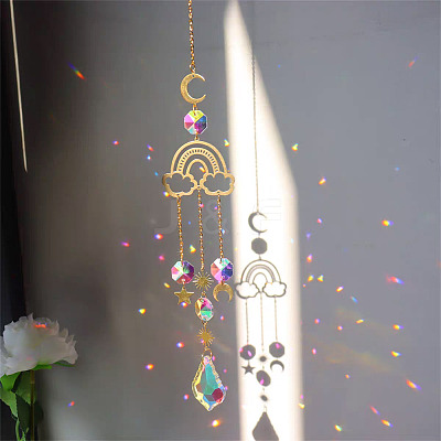 1Pc Faceted Glass Sun Catcher Pendant Decorations AJEW-TA0002-91-1