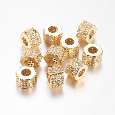 Brass Cubic Zirconia European Beads ZIRC-F001-124G-1