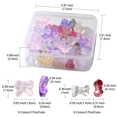 60Pcs 12 Style Transparent Spray Painted Glass Beads GLAA-FS0001-49-1