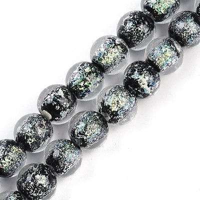 Handmade Gold Foil Lampwork Beads Strands LAMP-Q002-01D-1
