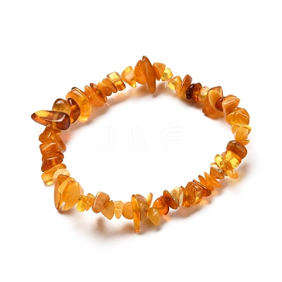 Natural Amber Chip Beads Stretch Bracelet for Kid BJEW-JB06819-01-1