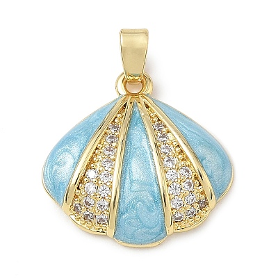 Brass Enamel & Clear Cubic Zirconia Pendants KK-G603-01G-01-1