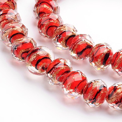 Handmade Gold Sand Lampwork Rondelle Beads Strands LAMP-I010-C-03-1