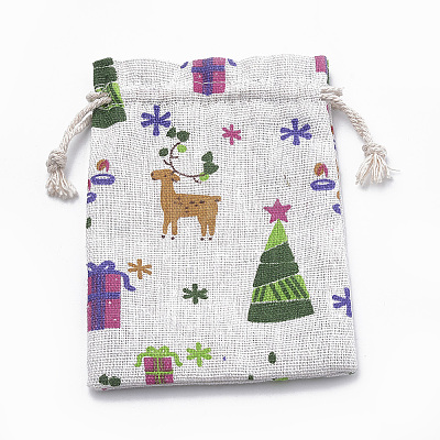 Polycotton(Polyester Cotton) Packing Pouches Drawstring Bags X-ABAG-T006-A02-1