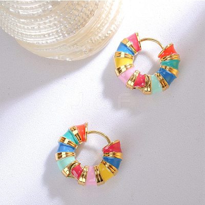 Enamel Striped Thick Hoop Earrings JE1110A-1