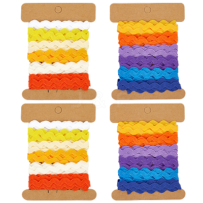 4 Cards 2 Styles Polyester Wavy Fringe Trim Ribbon DIY-GF0009-48B-1