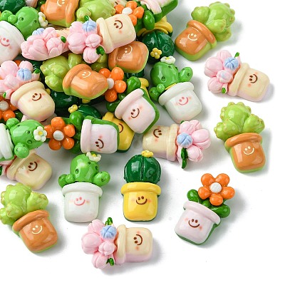 50Pcs 5 Styles Opaque Resin Decoden Cabochons RESI-CJ0003-88-1