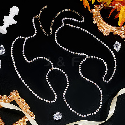 Resin Imitation Pearl Beaded Chain Tassel Shoulder Chains AJEW-WH0470-63-1