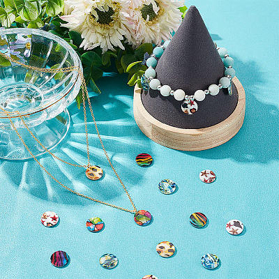 80Pcs 5 Styles Printed Freshwater Shell Charms SHEL-AR0001-11-1