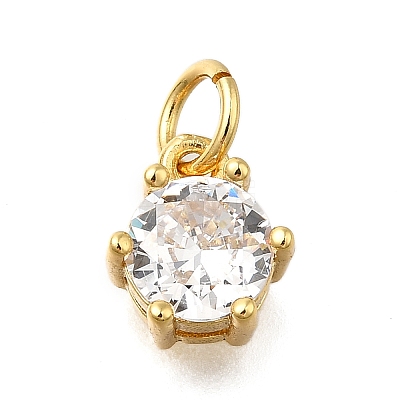 Brass Pave Cubic Zirconia Pendants KK-V002-23G-01-1