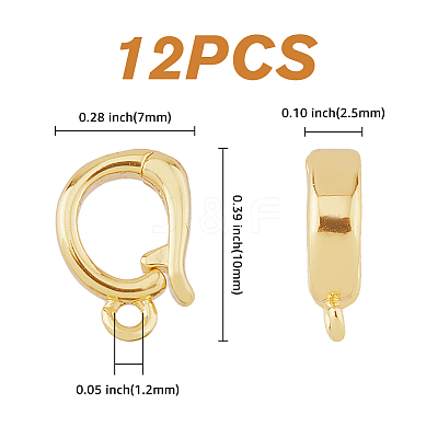 12Pcs Brass Fold Over Clasps KK-HY0003-52-1