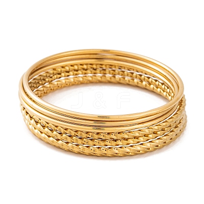 7Pcs PVD Vacuum Plating 304 Stainless Steel Ring Bangles Set for Women BJEW-A011-14B-G-1