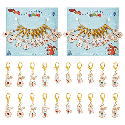 Alloy Enamel Rabbit Pendant Locking Stitch Markers HJEW-AB00030-1