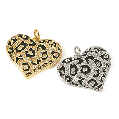 2Pcs 2 Colors Brass Micro Pave Cubic Zirconia Pendants KK-TA0002-20-1
