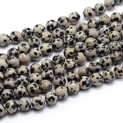 Natural Dalmatian Jasper Round Bead Strands G-J303-19-6mm-1