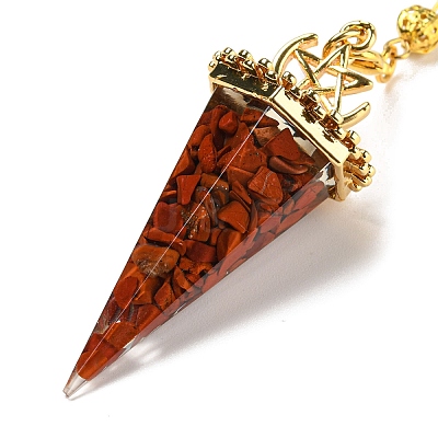 Mixed Gemstone Chip & Resin Dowsing Pendulum Big Pendants G-H293-02G-1