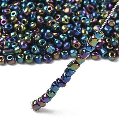 6/0 Electroplated Iris Round Glass Seed Beads X-SEED-A009-4mm-605-1
