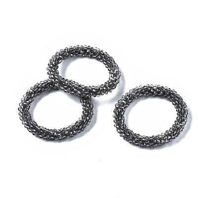 Faceted Transparent Glass Beads Stretch Bracelets BJEW-S144-002B-06-1