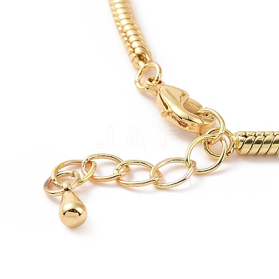 Enamel Evil Eye Round Beaded Bracelet with Brass Round Snake Chains for Women BJEW-G654-01G-1