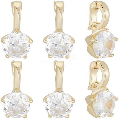 8Pcs Brass Micro Pave Cubic Zirconia Charms KK-BBC0021-32-1